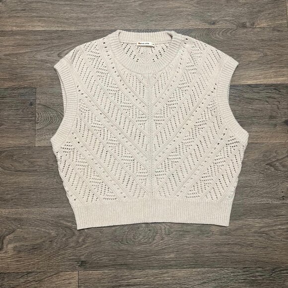 Marine Layer Brooke Sweater in Oatmeal Cream Sleeveless Size Medium - Picture 6 of 9